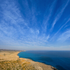 wide sea bay at hot summer day