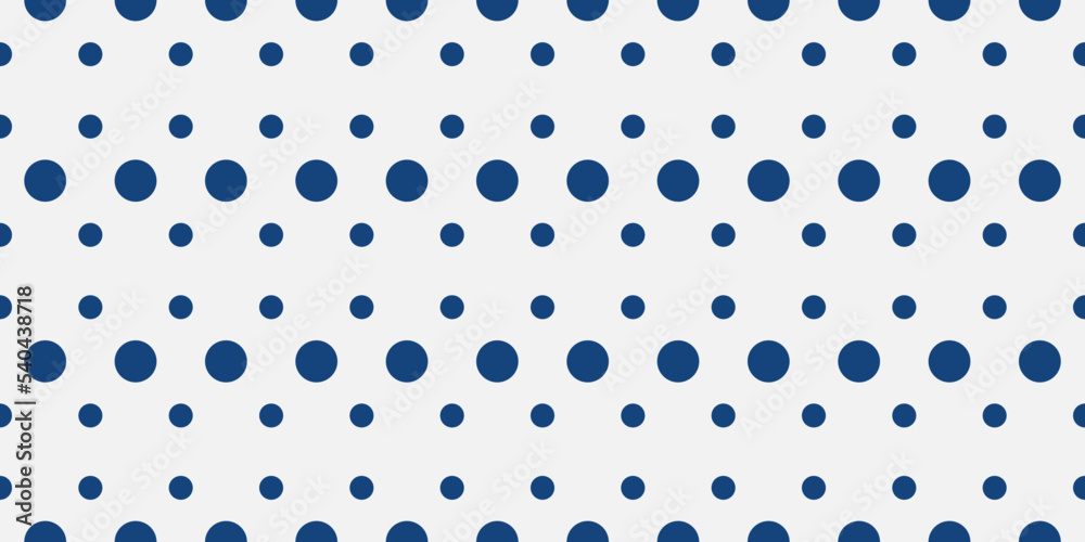Poster Blue dots with polka dots. Vector of seamless red dots. Print and seamless surfaces.