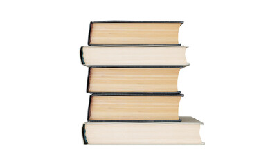 Close up book cover Books stacked set on isolate background.