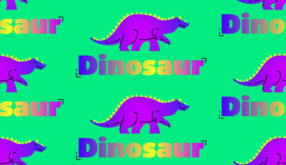 Seamless pattern - cartoon vector dinosaur with gradient text, punchy forms and colors that demand attention