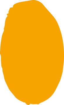 Yellow Rough Paint Strokes For Design Elements. Artistic Oval Shape Brush Strokes For Ornament And Lower Thirds Isolated Background