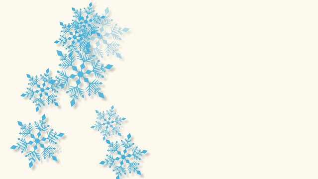 クリスマス 雪の結晶 青 左 大 雪が降る 【背景 オフホワイト】