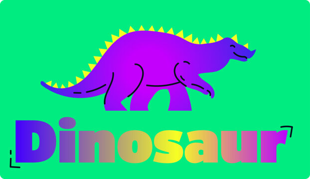 Cartoon vector dinosaur with gradient text, punchy forms and colors that demand attention