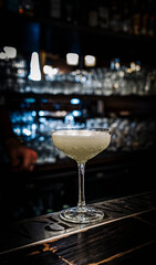 sweet and sour refreshing cocktail on the bar counter