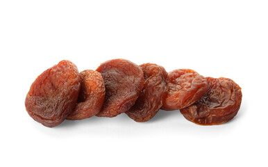 Tasty dried apricots isolated on white. Healthy snack