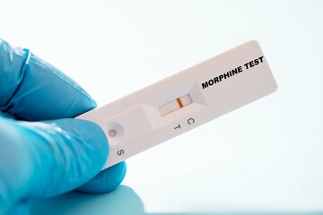 Morphine test  Rapid Test Cassette in doctor hand