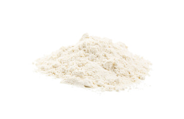 Pile of quinoa flour isolated on white