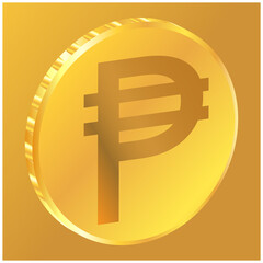 3D money Philippine peso coin icon, illustration. suitable for many purposes. PHP