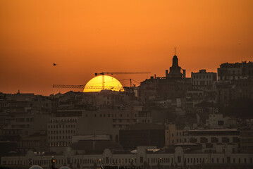 sunset, city, istanbul, tourism, tower, galata, 