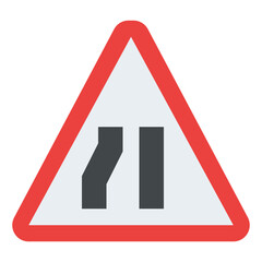 road narrows from left ahead traffic sign