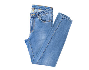 Denim isolated on white background, jeans isoalted over white copy space mock up