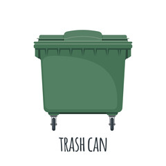 Street trash bin garbage icon in flat style isolated on white background.