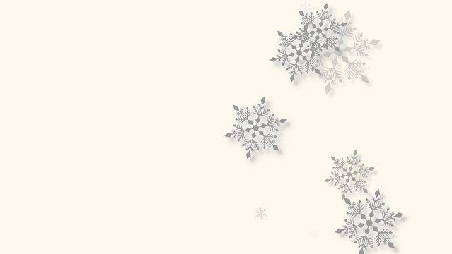 クリスマス 雪の結晶 グレー 右 大 雪が降る 【背景 オフホワイト】