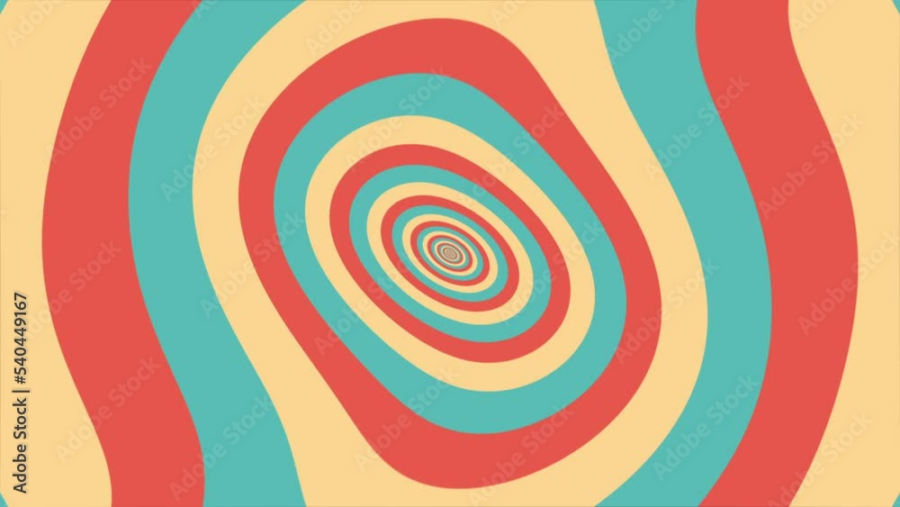 Wall mural colorful retro 1970s warped circles pattern background with gently moving circles in warm vintage co