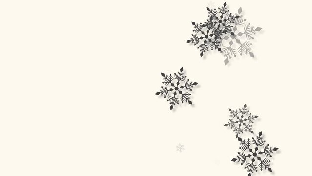 クリスマス 雪の結晶 ダークグレー 右 大 雪が降る 【背景 オフホワイト】