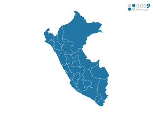 Vector blue of map Peru.