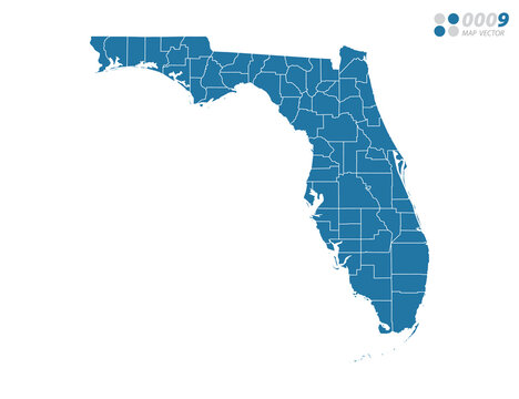 Vector blue of map Florida.