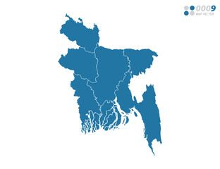 Vector blue of map Bangladesh.