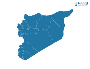 Vector blue of map Syria.