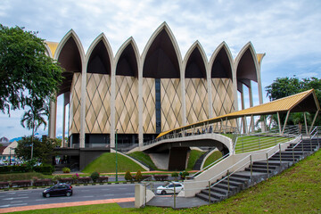 Kuching Malaysia 3rd Sep 2022: the exterior view of Borneo Cultures Museum.  A modern five-storey...