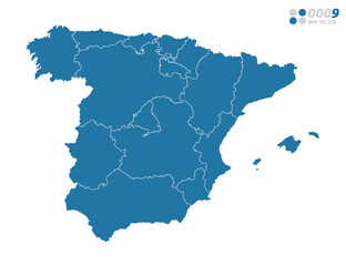 Vector blue of map Spain.