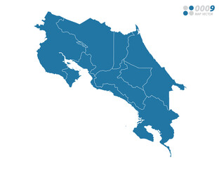 Vector blue of map Costa Rica.