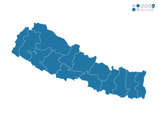 Vector blue of map Nepal.