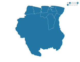 Vector blue of map Suriname.