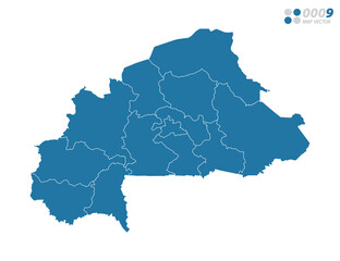 Vector blue of map Burkina Faso.