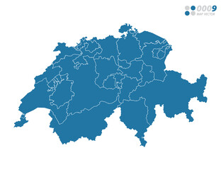 Vector blue of map Switzerland.