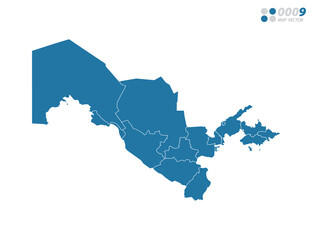 Vector blue of map Uzbekistan.