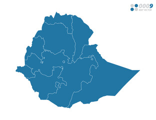 Vector blue of map Ethiopia.