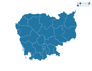 Vector blue of map Cambodia.