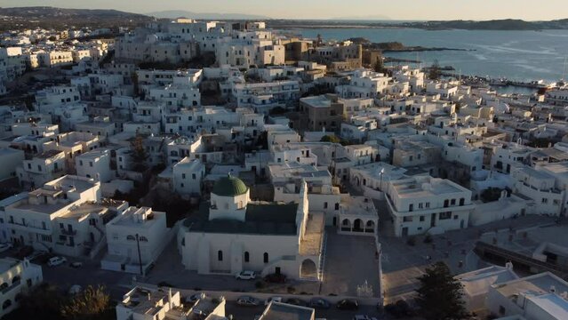 Naxos Chora Aerial View, Cyclades Island in Aegean Sea, Greece