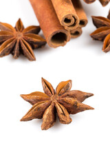 Stars anise and cinnamon isolated