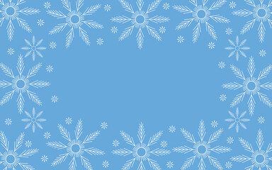 winter christmas background snowflakes border frame with copy space greeting card vector illustration