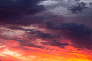 Naklejka na ściany i meble Red sunset sky dramatic in north