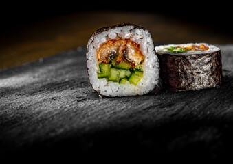 fish sushi roll in plate