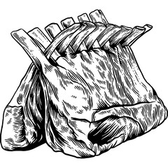 Hand drawn Rack of Lamb Raw Meat Sketch Illustration © Rough Edges Supply
