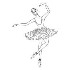 Ballerina dancer graphic black white isolated sketch illustration vector