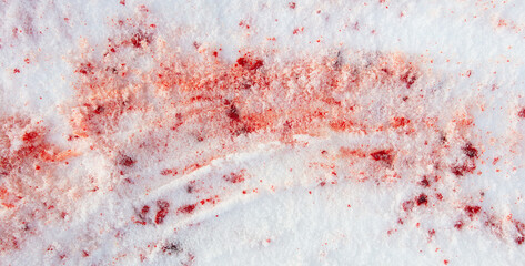 Drops of blood on white snow