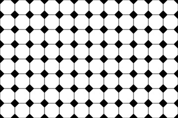 Black and white geometric tile floor, octagon and square retro background for design, Seamless pattern background.
