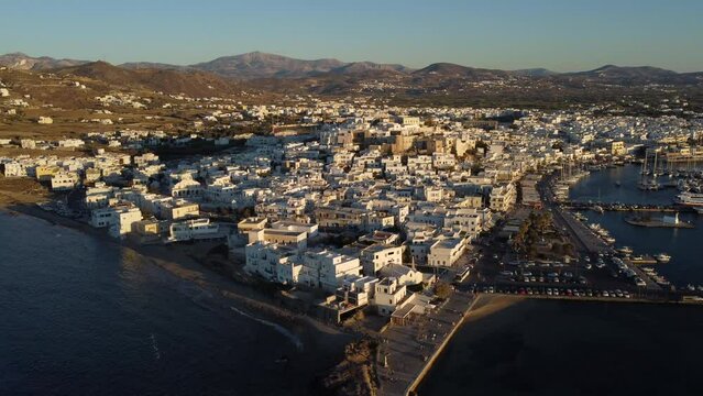 Naxos Chora Aerial View, Cyclades Island in Aegean Sea, Greece