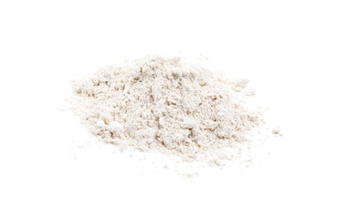 Pile of oatmeal flour isolated on white