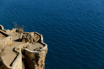 Fototapeta na wymiar castle on the background of the sea of rich turquoise color. High quality photo