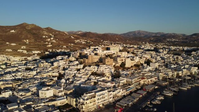 Naxos Chora Aerial View, Cyclades Island in Aegean Sea, Greece