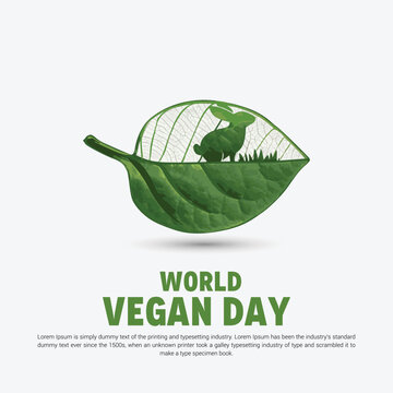 World Vegan Day Vector Leaf Illustration