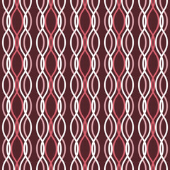 Vector seamless pattern. Colored vertical wavy lines intertwined. Illustration for holiday backgrounds, Valentines, greeting card designs, textiles, packaging, and wallpaper. Pink, brown, white.