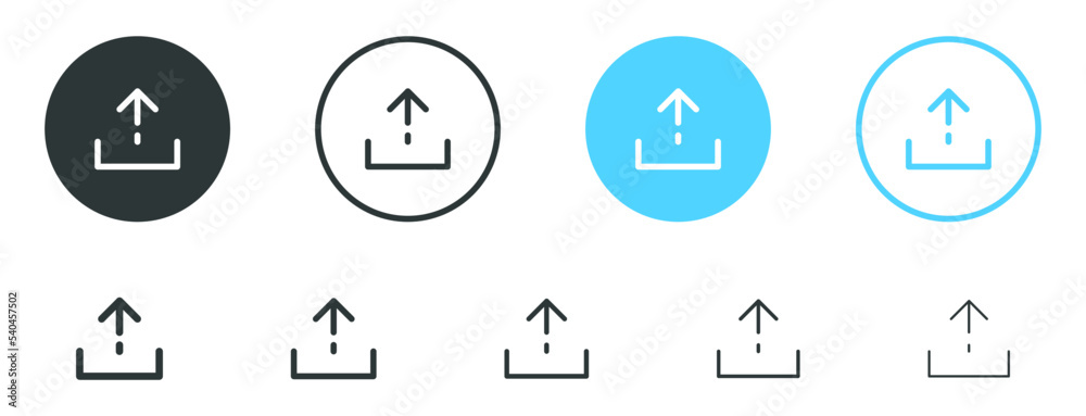 Poster upload icon symbol uploading button - arrow down icon send export share icons symbol . swipe up Scroll up signs
