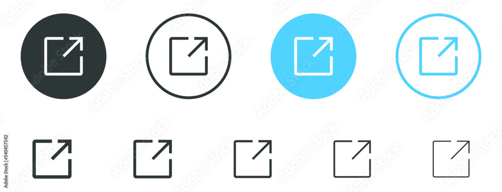 Poster page open new window icon, External Link Icon symbol, open another tab icon button . share icon button with arrow box